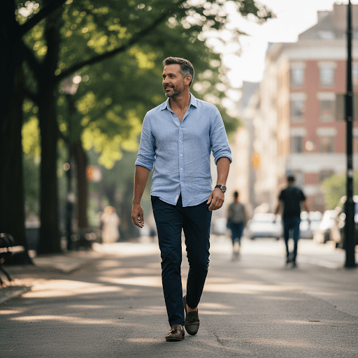 A confident man outdoors in natural light